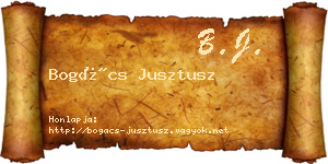 Bogács Jusztusz névjegykártya